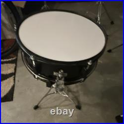Amazon Basics Acoustic Drum Kit Black Hybrid Shell with Bass, Snare, Toms, Stand