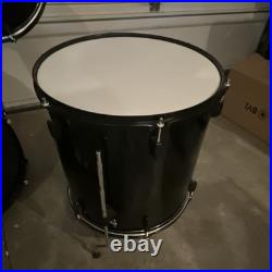 Amazon Basics Acoustic Drum Kit Black Hybrid Shell with Bass, Snare, Toms, Stand