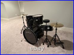 Ashthorpe Black Acoustic Drum Kit Set with Bass, Snare, Toms & Crash Cymbal