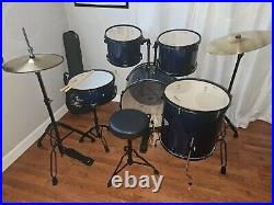 Ashthorpe full blue drum set, set up but never used before. Originally $370