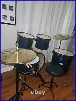 Ashthorpe full blue drum set, set up but never used before. Originally $370