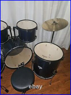 Ashthorpe full blue drum set, set up but never used before. Originally $370