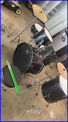 BCP Used Black Drum Set (Includes Stool And Sticks)