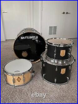 Battlefield Recruit Flat Black All Maple Custom 4pc Drum Set Flat Black with Cases