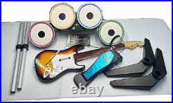 Beatles Rock Band Xbox 360 Wireless Bundle Lot Set Drums Stand Guitar Game