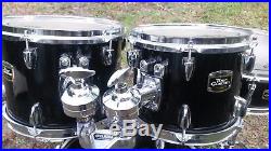 Black Lacquer Yamaha Tour Custom Maple Drum Set Kit 4 piece Kit Video Demo