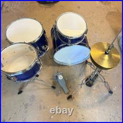 Blue Acoustic Drum Kit Bass, Snare, Tom Tom, Crash & Hi-Hat Cymbals