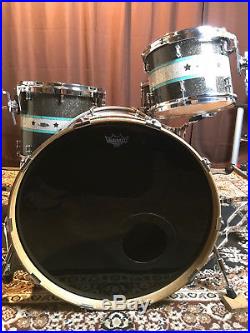C&C CUSTOM Drum Set 2005 Grey/Silver/Aqua Sparkle Used Good Condition