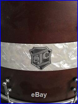 Custom SJC Drum Set All Maple Walnut Satin Stain with Aged White Pearl