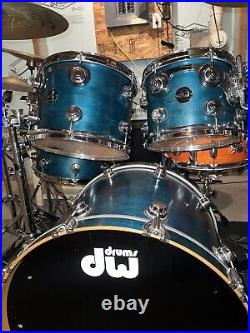 DW Collector Series 6 Piece Drumset Teal (Satin Oil) With Hardware & Cymbals
