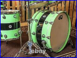 DW Collector's Black Rally Stripe Over Lime Green Drum Set SO#856245
