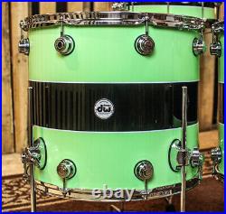 DW Collector's Black Rally Stripe Over Lime Green Drum Set SO#856245