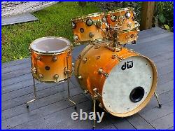 DW Collector's Series Exotic Peach Burst Lacquer Over Birdseye Maple Drum Set