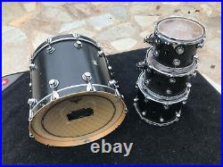 DW Collectors 4 Pc Drum Set kit Satin Black 2002 10x8.12x9.14.11.22x18