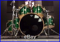 DW Collectors Emerald Onyx 6pc Drum Set Gold Plated Hardware