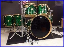 DW Collectors Emerald Onyx 6pc Drum Set Gold Plated Hardware