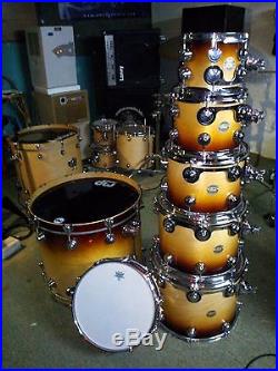 DW Collectors Series 7 piece Maple Drum set in Satin Burnt Toast Fade finish