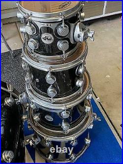 DW Collectors Series Drum set. Black Ice with Satin Chrome Harware