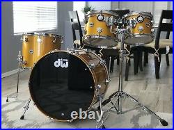 DW Collectors Series Maple/Mahogany Drum Set In The Limited Vegas Gold Lacquer