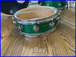 DW Drum Set 4 Piece Vintage Green Sparkle Kit 1996 Used Maple Shells