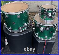 DW Drum Set- 6 Piece Vintage'98 Green Sparkle Maple Shell Kit With Cases USA