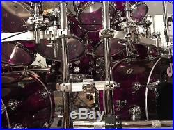 DW Drum Workshop Collectors Series Purple Acrylic 19 piece monster drum set MINT