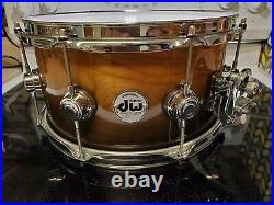 DW Exotic Rotary Cherry/Maple Collectors 13x7 VLT snare drum Withset of WOOD HOOPS