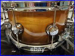 DW Exotic Rotary Cherry/Maple Collectors 13x7 VLT snare drum Withset of WOOD HOOPS