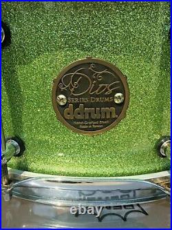 Ddrum Dios Maple 7 Piece Olive Green Sparkle Drum Set With Cases, Mint