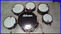 Ddrum Hybrid Acoustic/Electric 6-piece set with EVANS heads, cables and dampening