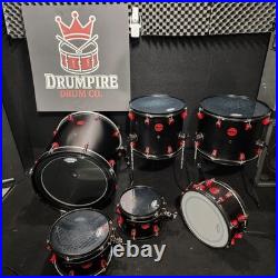 Ddrum hybrid Rare 6 Piece Shell Kit W 20 x 20 bass drum, black, Triggers Removed