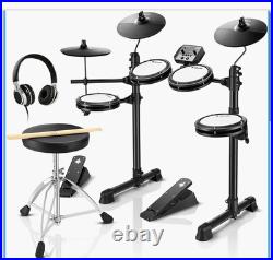 Digital Electronic Drum Kit 4-Pad Set with Throne Sticks Headphones Foot Pedal