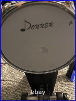 Donner DED-200 Electric Drum Set With Throne Quiet Mesh Pads Complete Set USED
