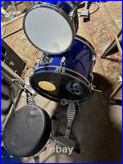 Drum set with electric guitar used