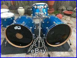 Dw Collectors 5pc Double Bass Maple Drum Set Kit Blue Sparkle