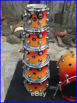 Dw Collectors 6pc Sunburst Fade Finish Maple Drum Set Kit