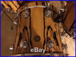 Dw Drum Set Jazz Series Exotic Ebony Maple Gum Shells 12 14 Toms 18 Bass Drum