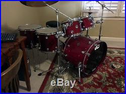 Dw Performance Series Red 6 Piece Drumset, Hardware & Cymbals