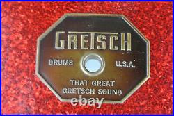 EARLY 70s GRETSCH 20 RED SPARKLE BASS DRUM SHELL + BADGE for YOUR DRUM SET! F95