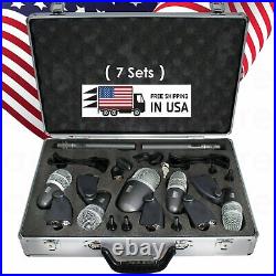 EMB KIT7 Drum Set 7 Piece Professional Wired Microphone Mic Kit with Mounting Kit