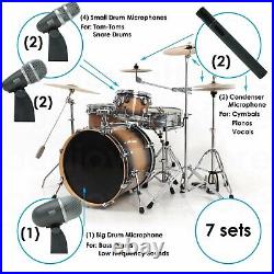 EMB KIT7 Drum Set 7 Piece Professional Wired Microphone Mic Kit with Mounting Kit