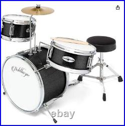 FAST, FREE SHIPPING? 3 Piece Junior Size Acoustic Drum Kit Cymbals Throne