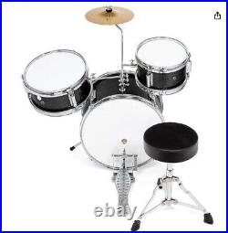 FAST, FREE SHIPPING? 3 Piece Junior Size Acoustic Drum Kit Cymbals Throne