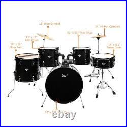 FAST, FREE SHIPPING? Full Size Acoustic Drum Kit +Cymbals +Throne +Pedals