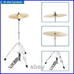 FAST, FREE SHIPPING? Full Size Acoustic Drum Kit +Cymbals +Throne +Pedals