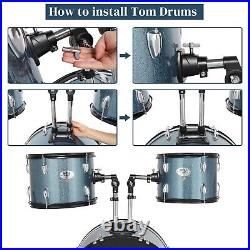 FAST, FREE SHIPPING? Full Size Acoustic Drum Kit +Cymbals +Throne +Snare