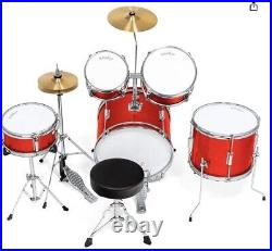 FREE SHIPPING? Junior Sized Acoustic Drum Kit Cymbals Throne Snare