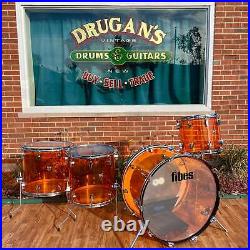 Fibes Crystalite Acrylic Drum Set 26/14/16/18 Amber Austin Era Bonham