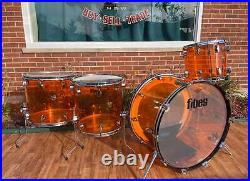 Fibes Crystalite Acrylic Drum Set 26/14/16/18 Amber Austin Era Bonham