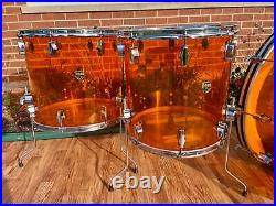 Fibes Crystalite Acrylic Drum Set 26/14/16/18 Amber Austin Era Bonham